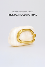 Catherine Ruffle Dress (Free Pearl Clutch)