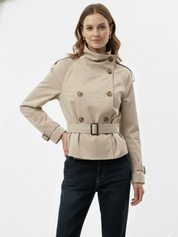 High-Neck Belted Trench Coat | Isabelle
