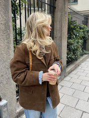 Women's Oversized Brown Suede Trench Coat | Clara
