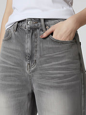 Holly | Verwaschene graue High-Waist Baggy Jeans