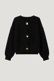 Rae | Cream Chunky Knit Cardigan with Gold Buttons