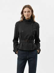 High-Neck Belted Trench Coat | Isabelle