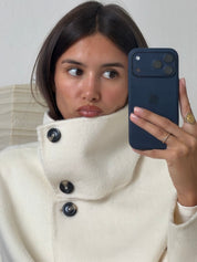 Amaya | Elegant High-Neck Long Coat