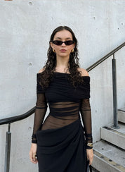 Demi | Long Sleeve Illusion Midi Dress