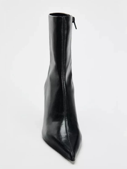 Crick | Women’s Black Pointed-Toe Heeled Ankle Boots
