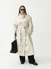 Zoe | High-Neck Belted Long Trench Coat