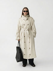 Zoe | High-Neck Belted Long Trench Coat
