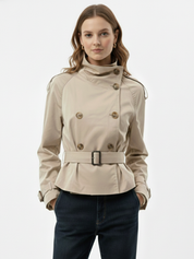High-Neck Belted Trench Coat | Isabelle