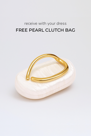 Catherine Ruffle Dress (Free Pearl Clutch)