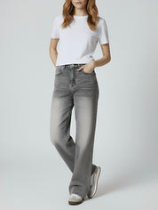 Holly | Verwaschene graue High-Waist Baggy Jeans