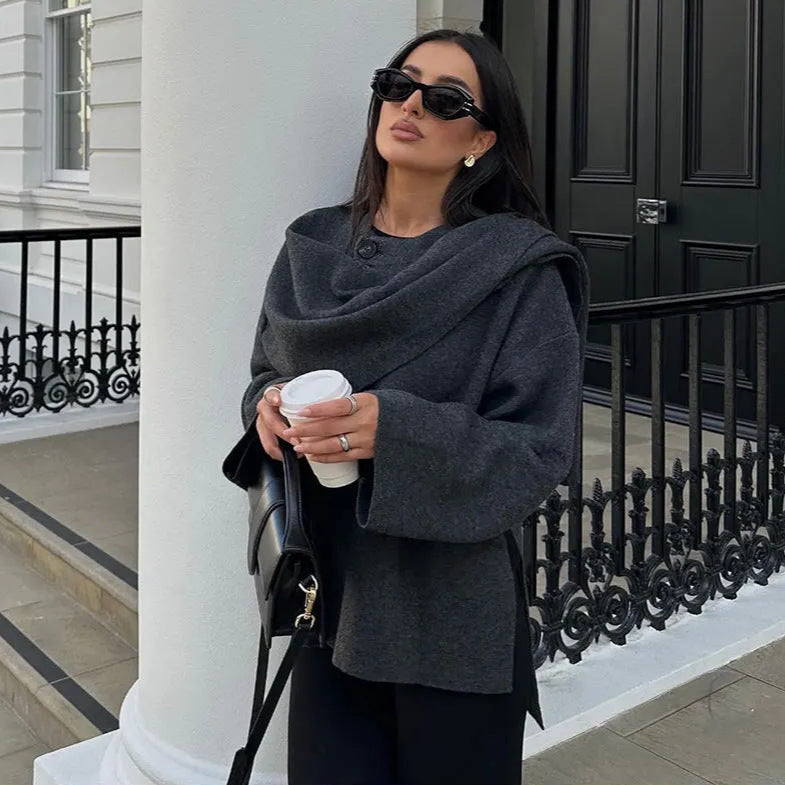 Iris | Cowl Neck Cape Coat for Women