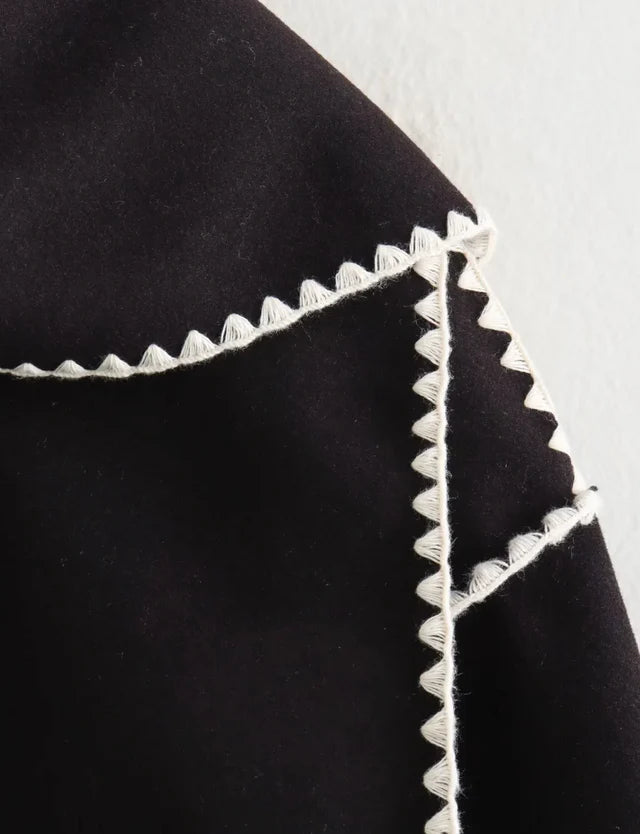 Nellie | Cape Coat with Contrast Trim