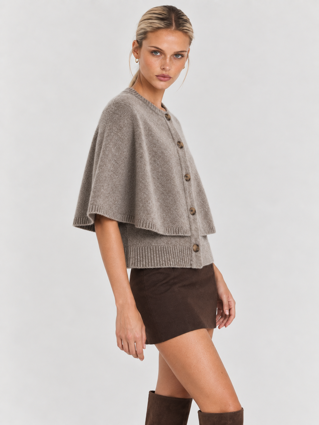 Blake | Wool-Blend Button-Up Cape Sweater