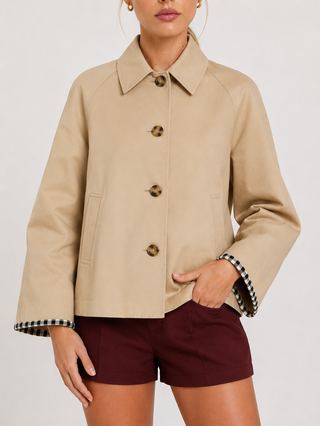 Mia | Minimal Button-Up Trench Coat