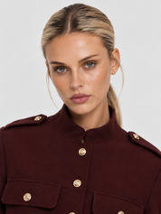 Lilly | Burgundy Cropped Jacket with Gold Buttons
