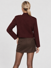 Lilly | Burgundy Cropped Jacket with Gold Buttons