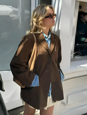Women's Oversized Brown Suede Trench Coat | Clara