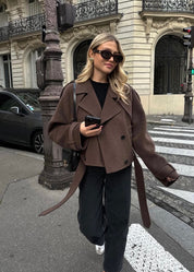 Camille | Brown Blend Cropped Trench Jacket