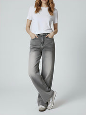 Holly | Verwaschene graue High-Waist Baggy Jeans