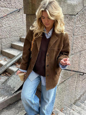 Women's Oversized Brown Suede Trench Coat | Clara