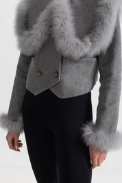 Hallie | Faux Fur Trim Double-Breasted Jacket