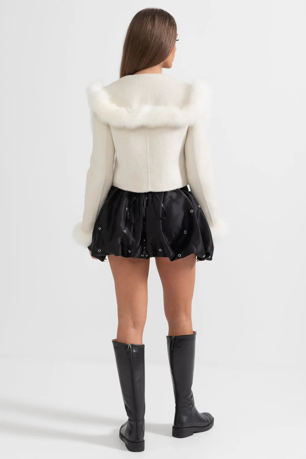 Hallie | Faux Fur Trim Double-Breasted Jacket