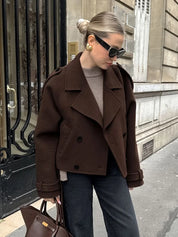 Camille | Brown Blend Cropped Trench Jacket