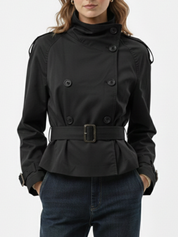 High-Neck Belted Trench Coat | Isabelle