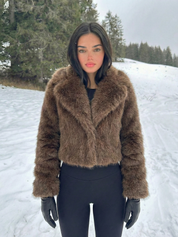 Ayla | Cropped Faux Fur Jacket with Wide Collar