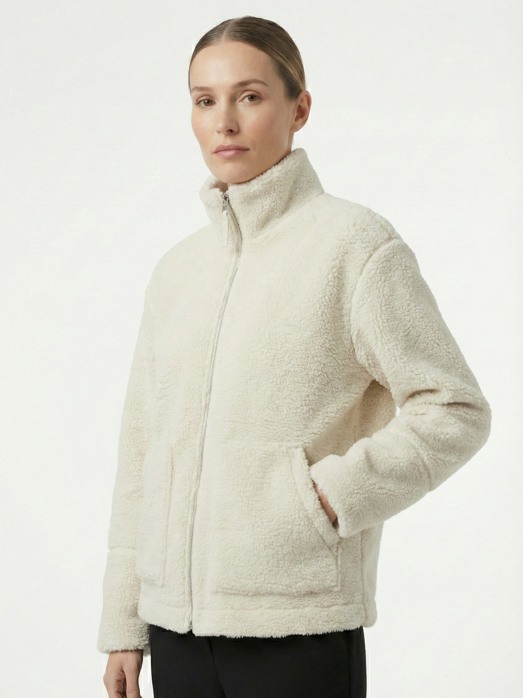 Maddy | Teddy Fleece Zip-Up Waterproof Jacket with High Neck