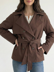 Alicent | Belted Double-Breasted Short Coat