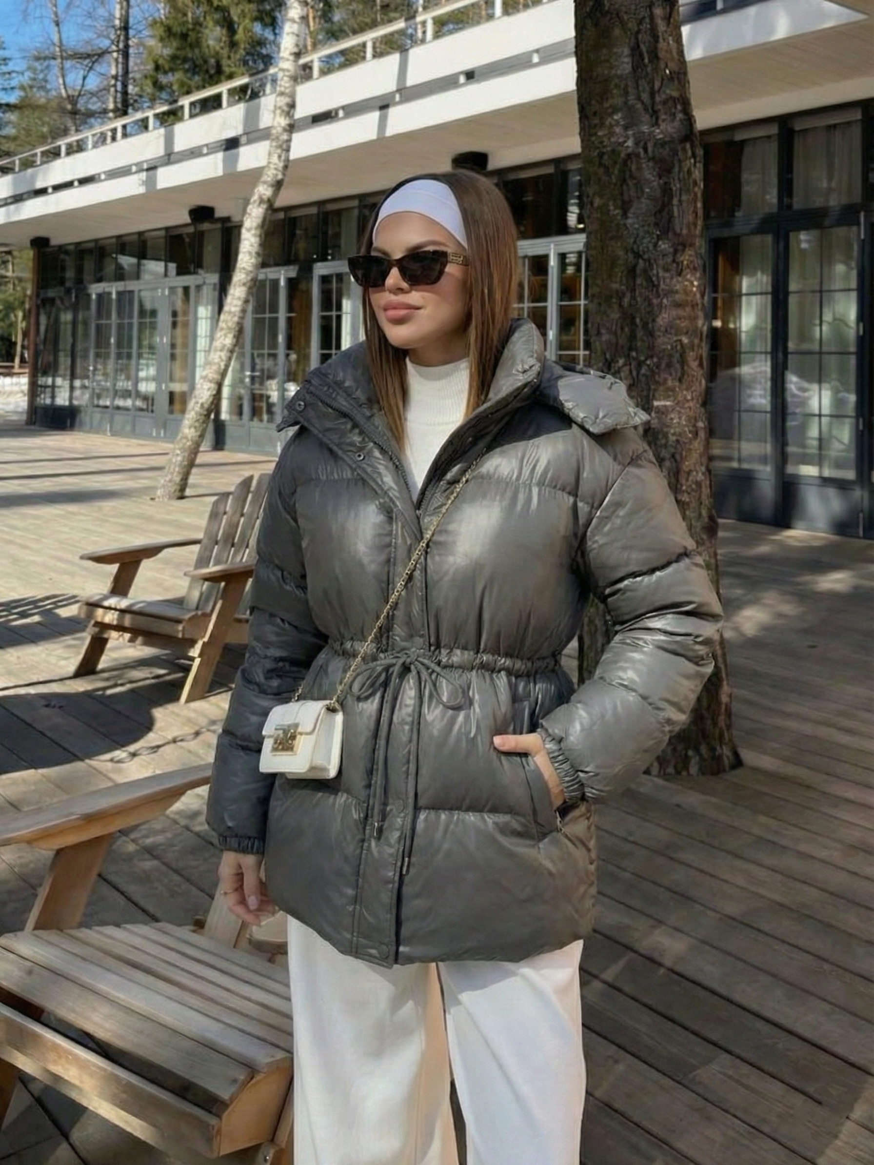 Maggie | Belted Puffer Jacket with High Neck