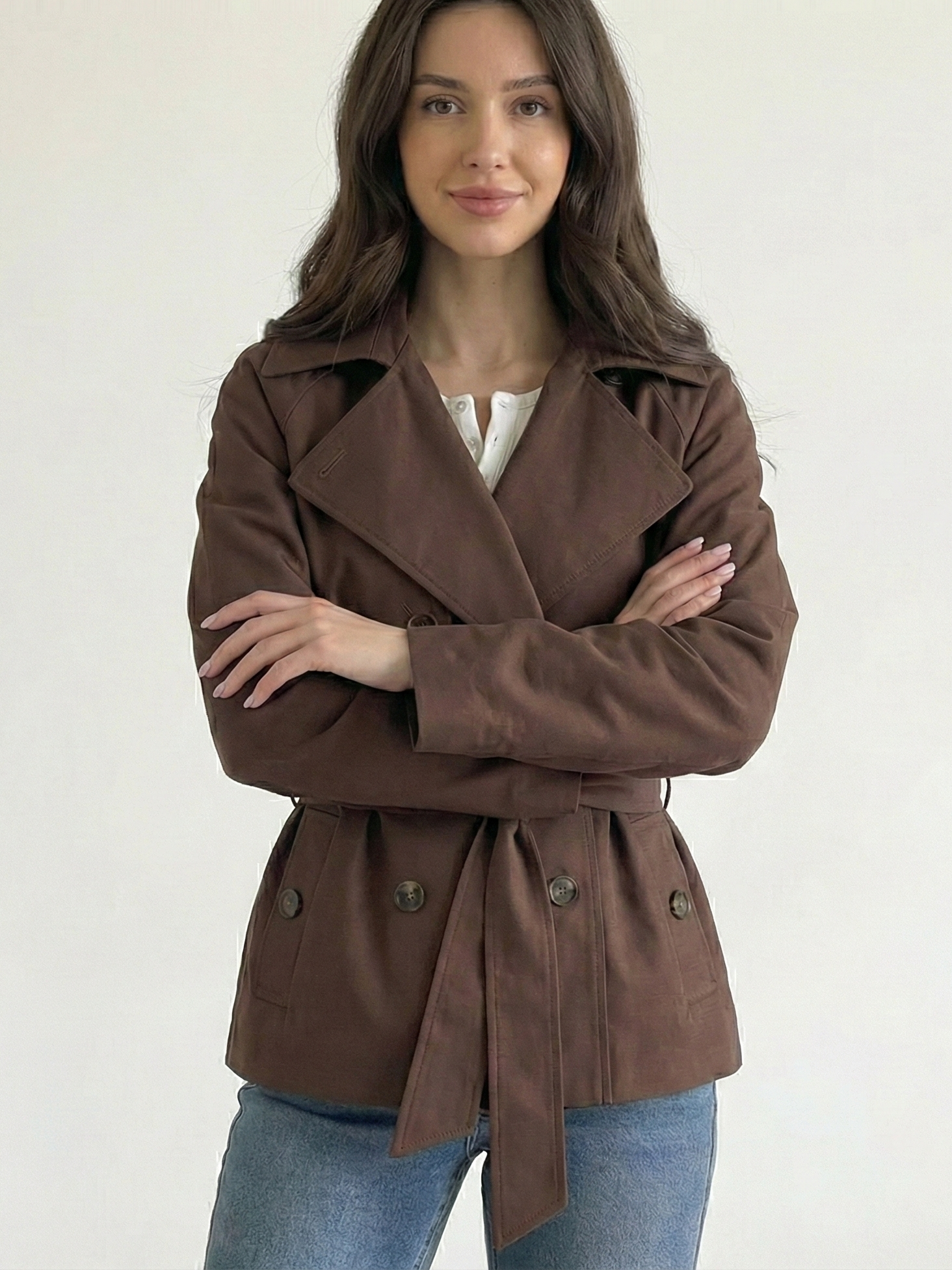 Alicent | Belted Double-Breasted Short Coat