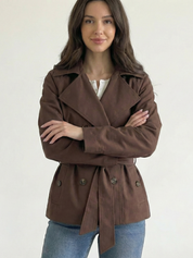 Alicent | Belted Double-Breasted Short Coat