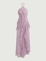 Catherine Ruffle Dress (Free Pearl Clutch)