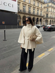 Chloe | High-Neck Belted Cape Jacket