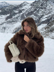 Ayla | Cropped Faux Fur Jacket with Wide Collar