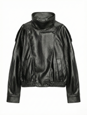 Felicia | Oversized High-Neck Faux Leather Jacket