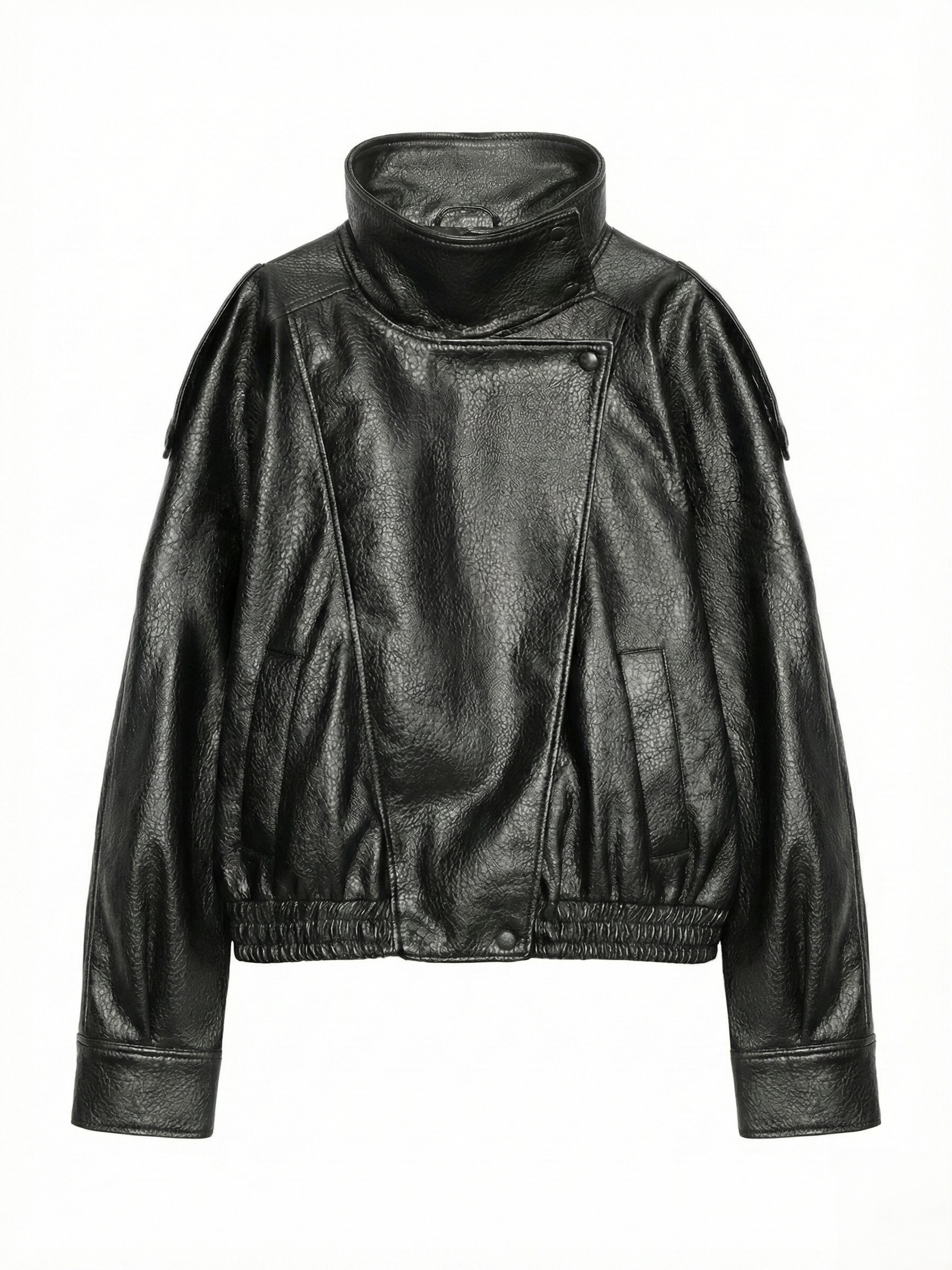 Felicia | Oversized High-Neck Faux Leather Jacket