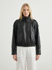Felicia | Oversized High-Neck Faux Leather Jacket