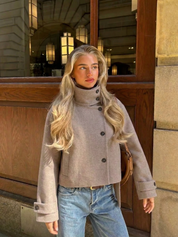 Angela | High-Neck Button Jacket