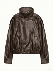 Felicia | Oversized High-Neck Faux Leather Jacket