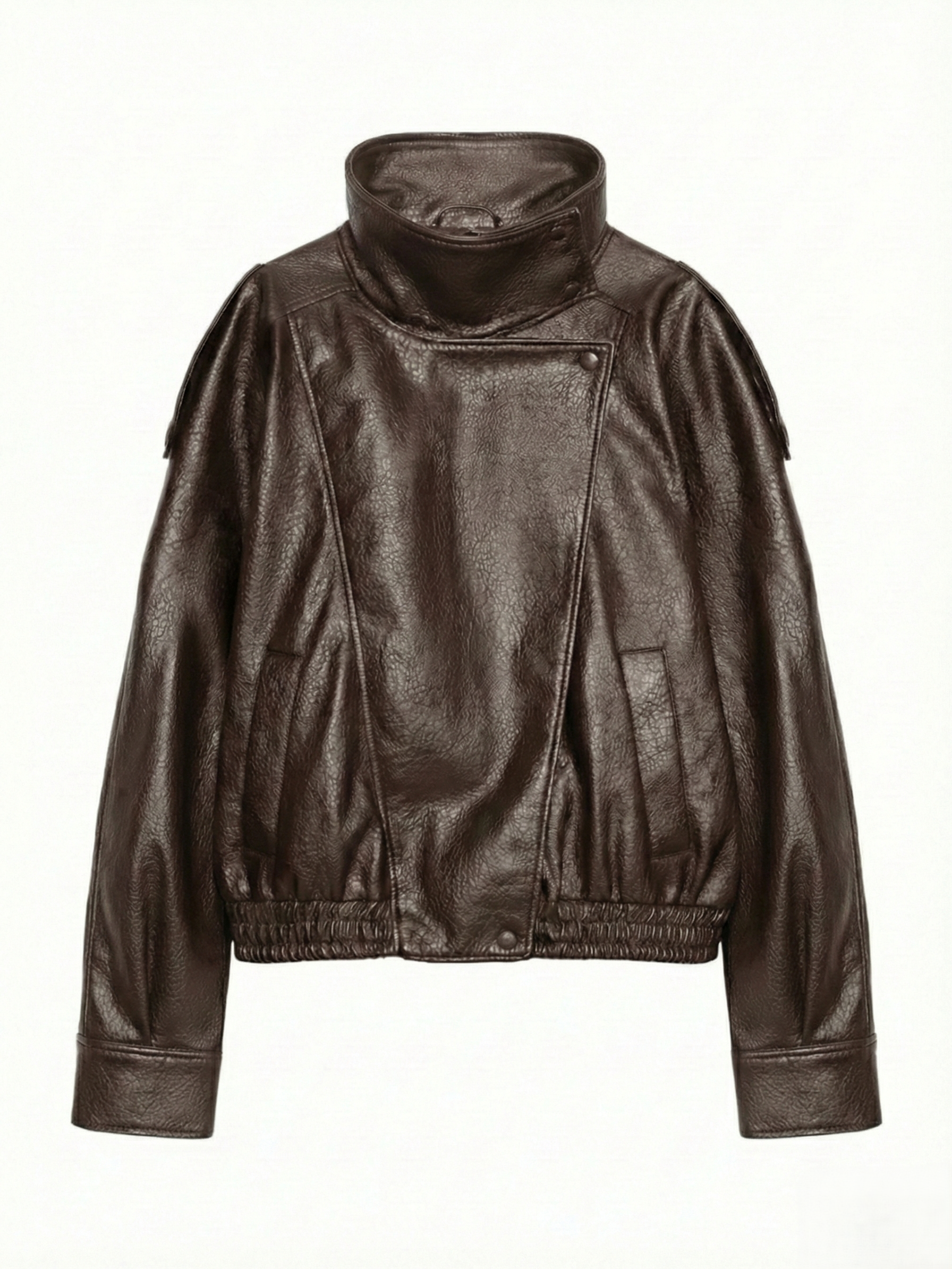Felicia | Oversized High-Neck Faux Leather Jacket