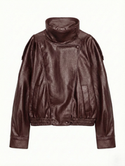Felicia | Oversized High-Neck Faux Leather Jacket
