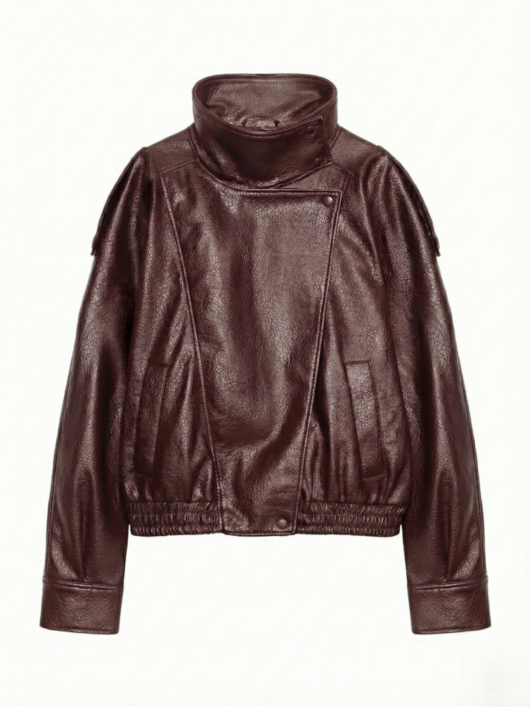 Felicia | Oversized High-Neck Faux Leather Jacket