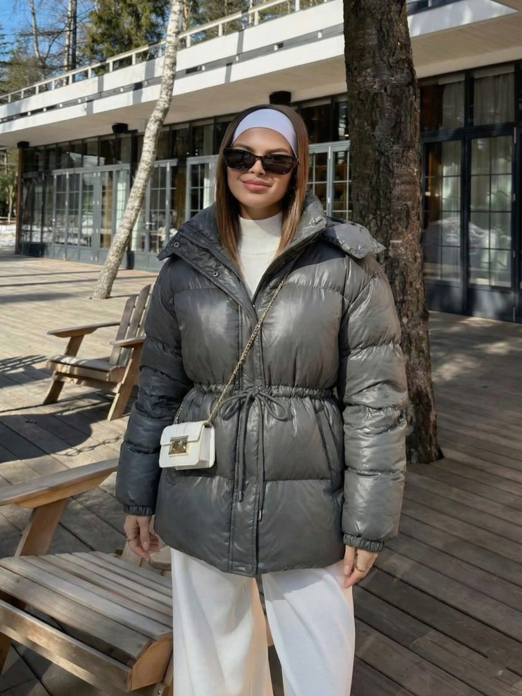 Maggie | Belted Puffer Jacket with High Neck