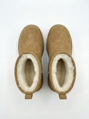 Suede-Effect Platform Boots with Faux Fur Lining