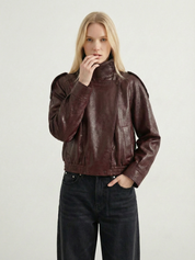 Felicia | Oversized High-Neck Faux Leather Jacket
