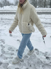 Maddy | Teddy Fleece Zip-Up Waterproof Jacket with High Neck