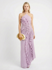 Catherine Ruffle Dress (Free Pearl Clutch)